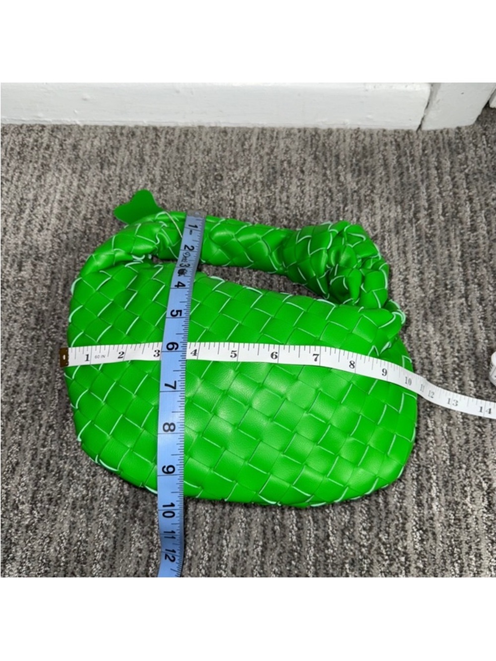 Commense Woven Top Handle Bag Knotted Design Trendy Fashion Handbag Green - Picture 8 of 8